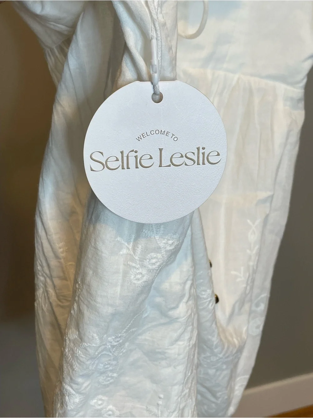 Selfie Leslie 100% Cotton White Cottagecore Embroidered Mini Dress Bridal Shower